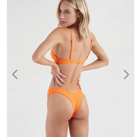 NWT OneOne Swimwear Bikini Set Orange Carrot Heidi Lara NEW Cheeky Tangerine - Picture 3 of 4